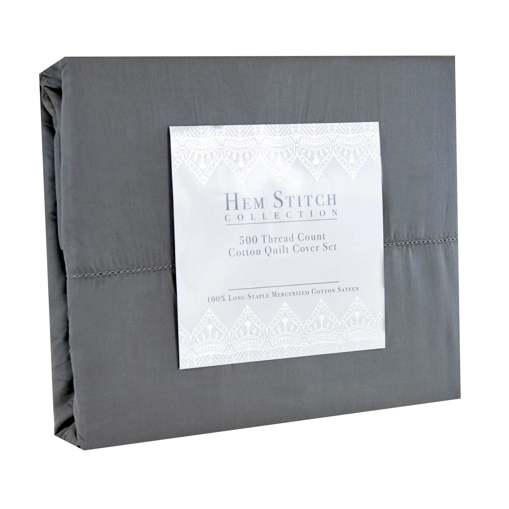 Hem Stitch Collection 500TC Cotton Quilt Cover Set - Image 3