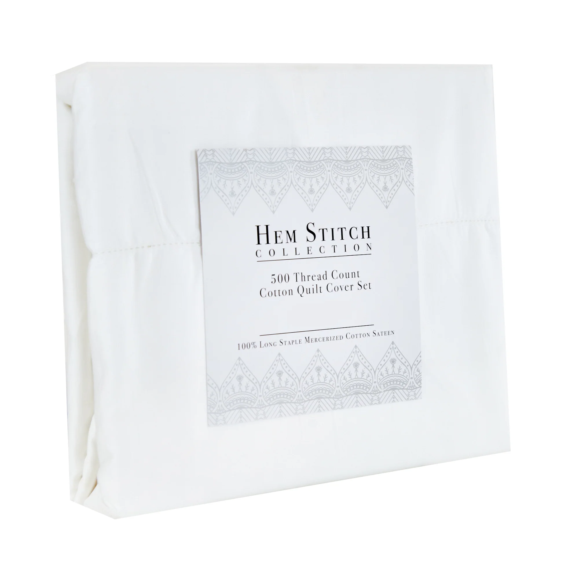 Hem Stitch Collection 500TC Cotton Quilt Cover Set - Image 8