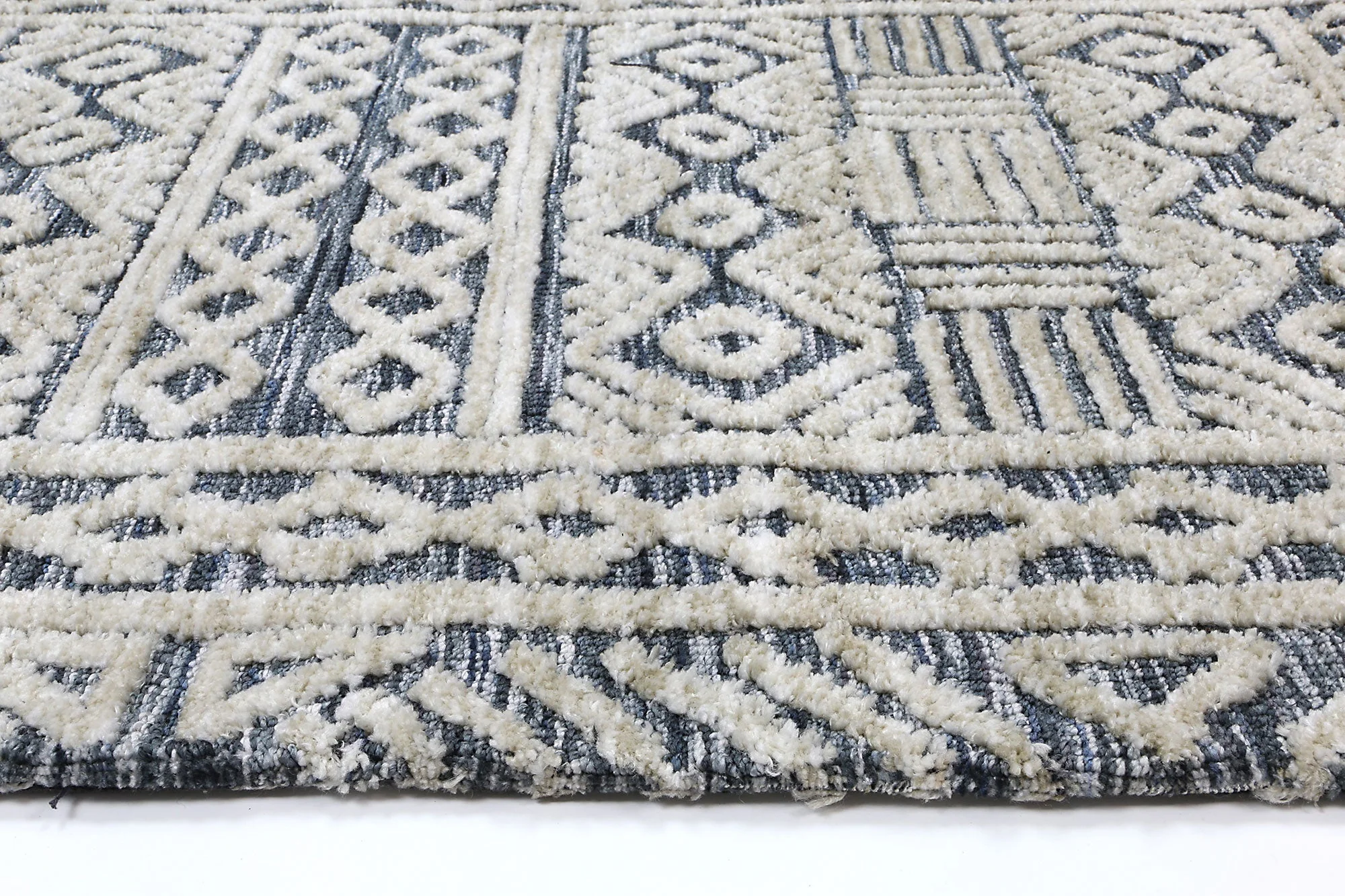 Amritsar Glenroy Blue Tribal Rug - Image 3