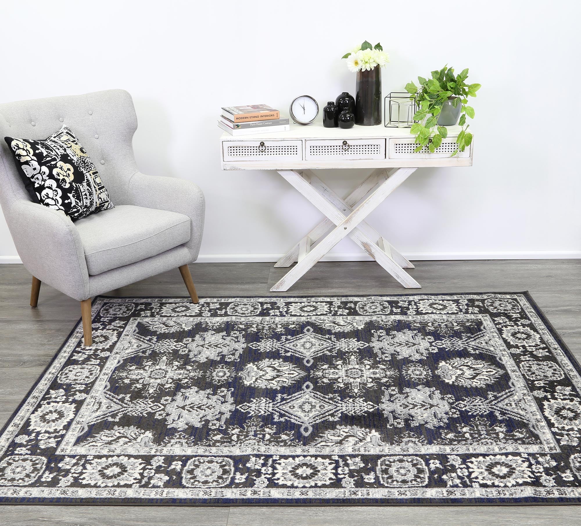 Arya Ziegler Navy Grey Rug - Image 2