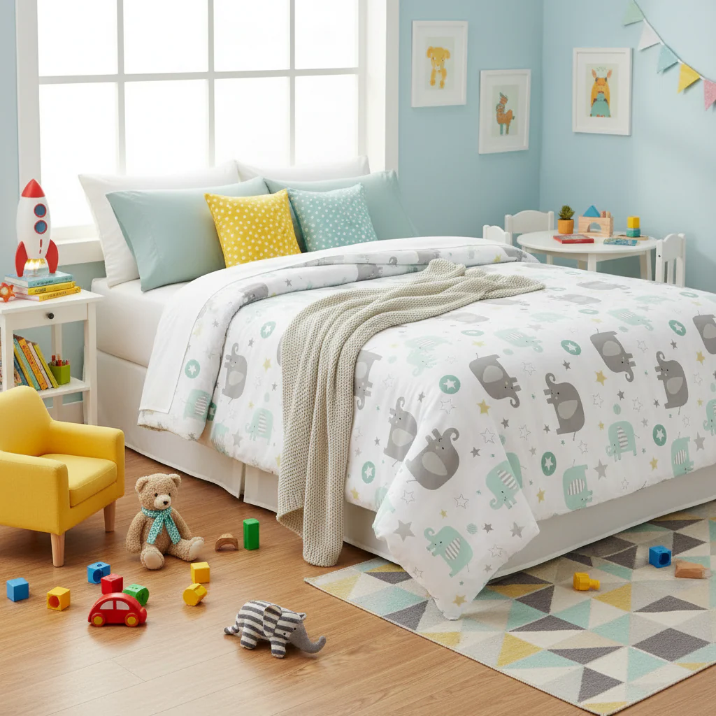 Formr Junior Reversible Cot Comforter, Elephant- 83x106cm - Image 3