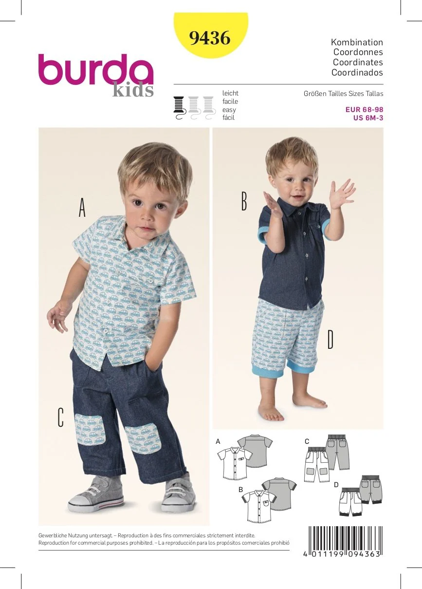 Burda Pattern 9436 Baby (6M-3Yr)