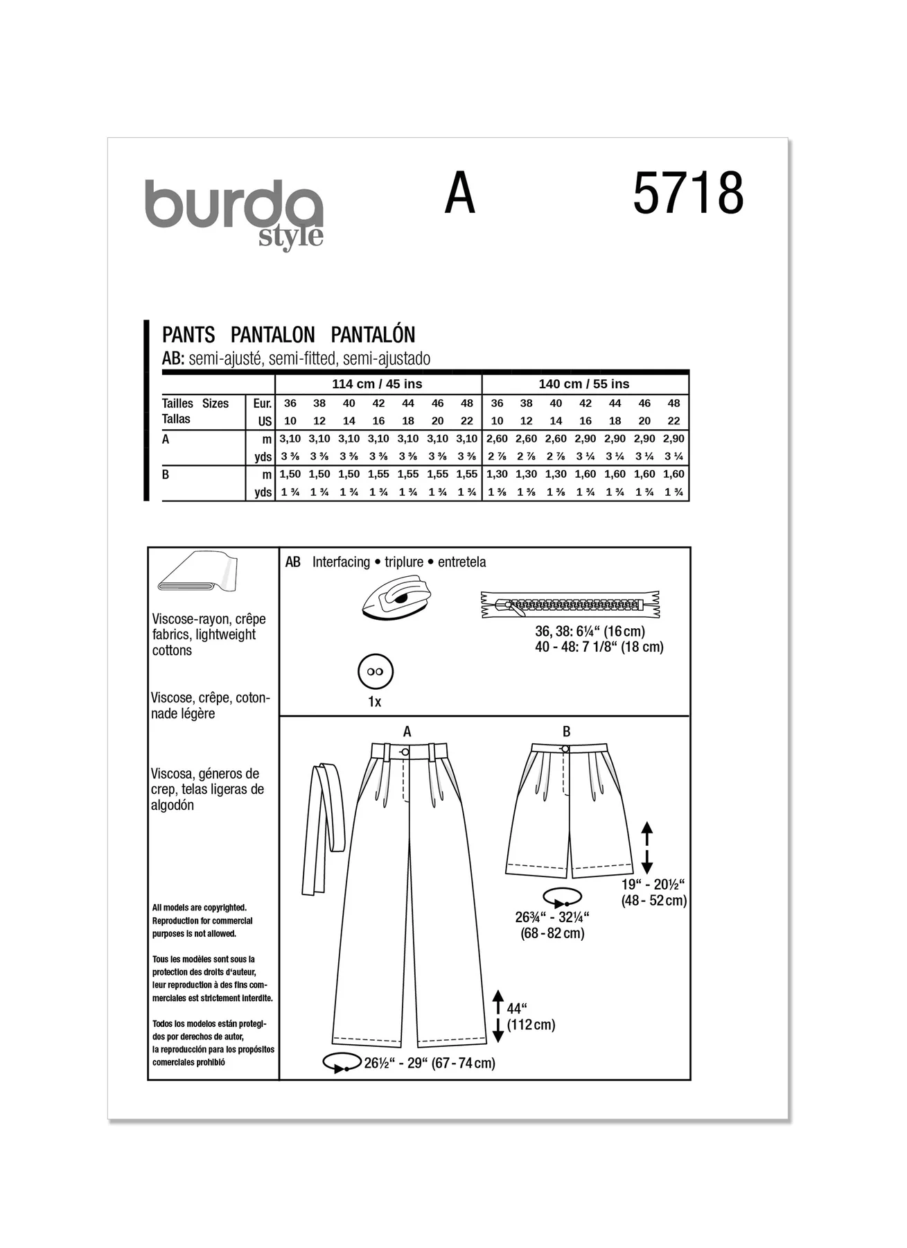 Burda Pattern 5718  Misses' Skirt Pants - Image 4
