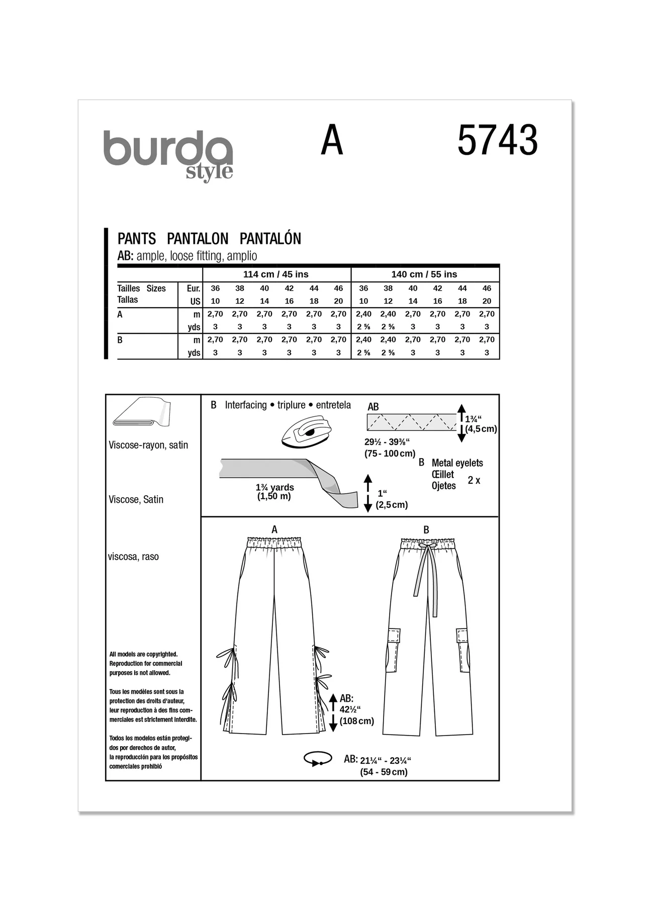 Burda Pattern 5743  Misses' Skirt Pants - Image 8