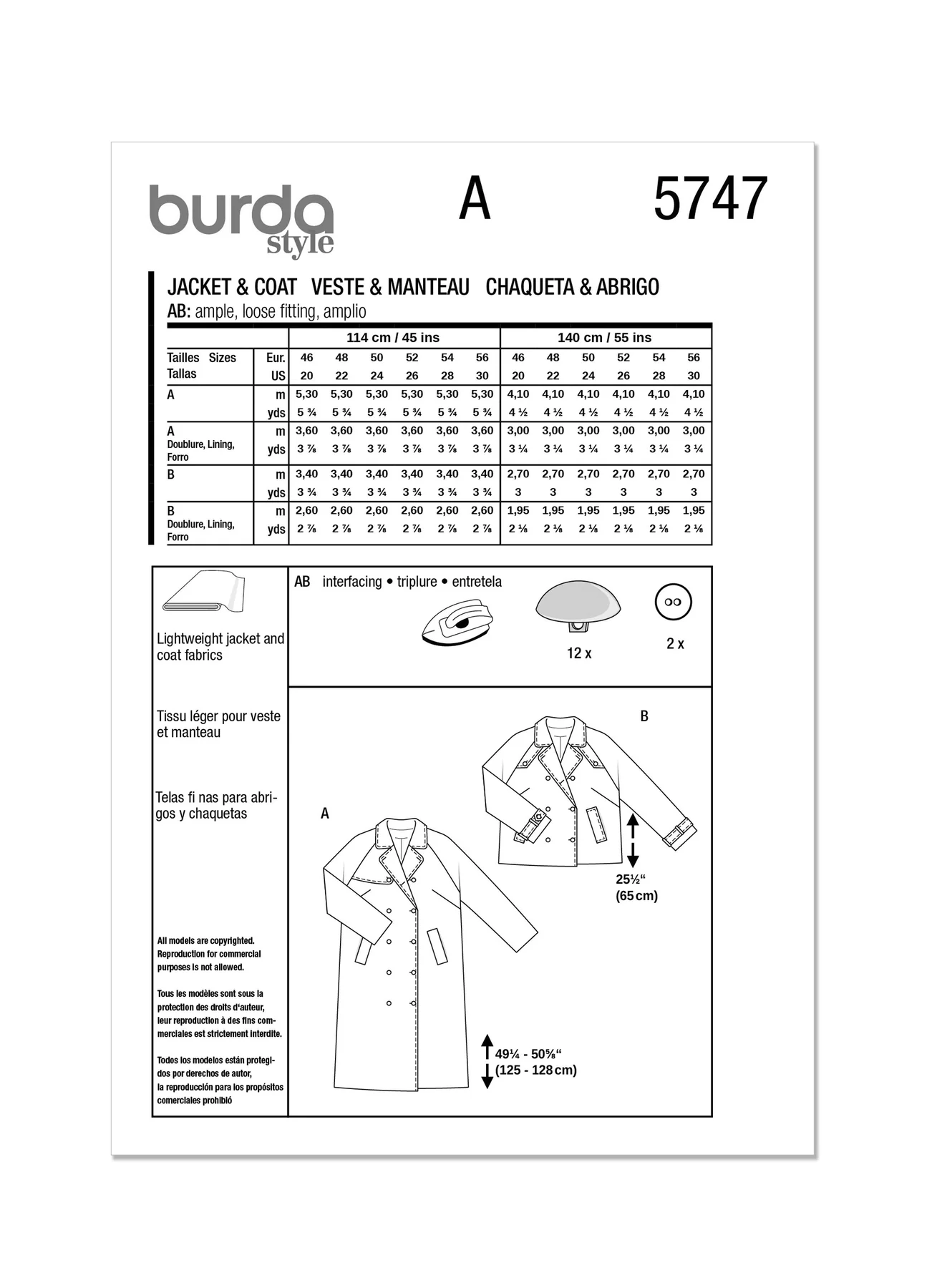 Burda Pattern 5747 Misses' Jacket & Coat - Image 8