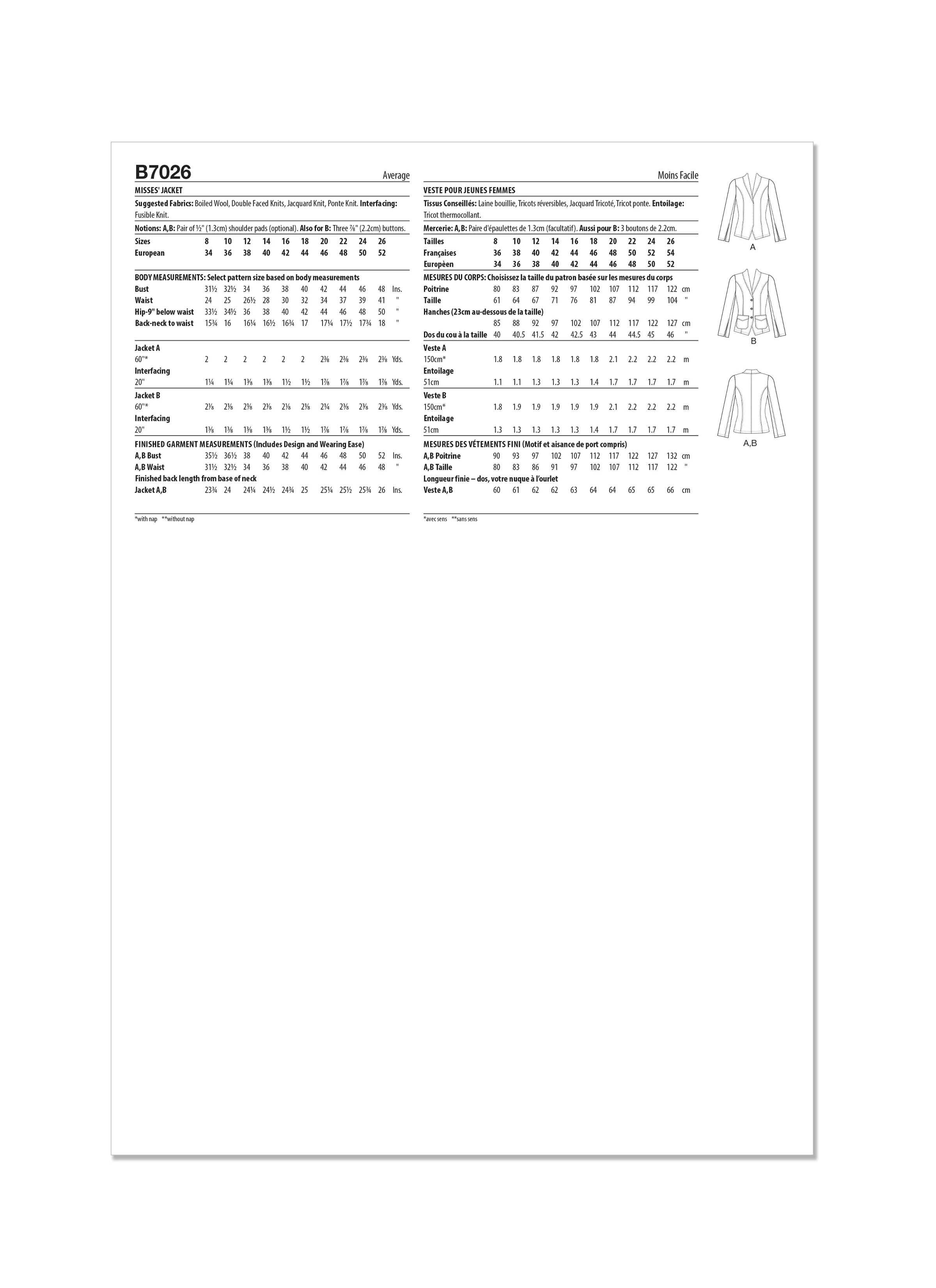 Butterick Pattern B7026 Misses' Jacket - Image 2