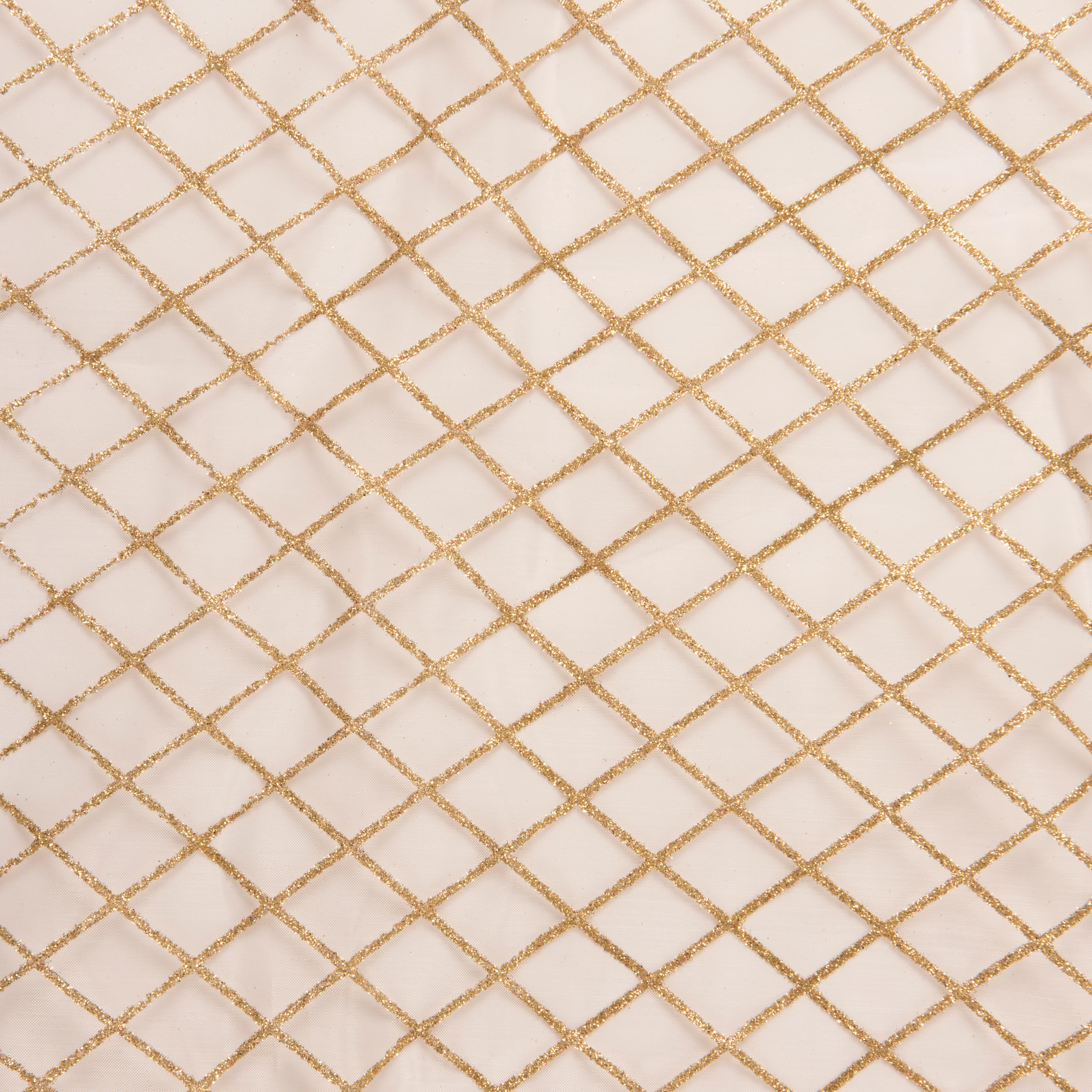Christmas Organza Fabric, Diamond Gold- Width 148cm