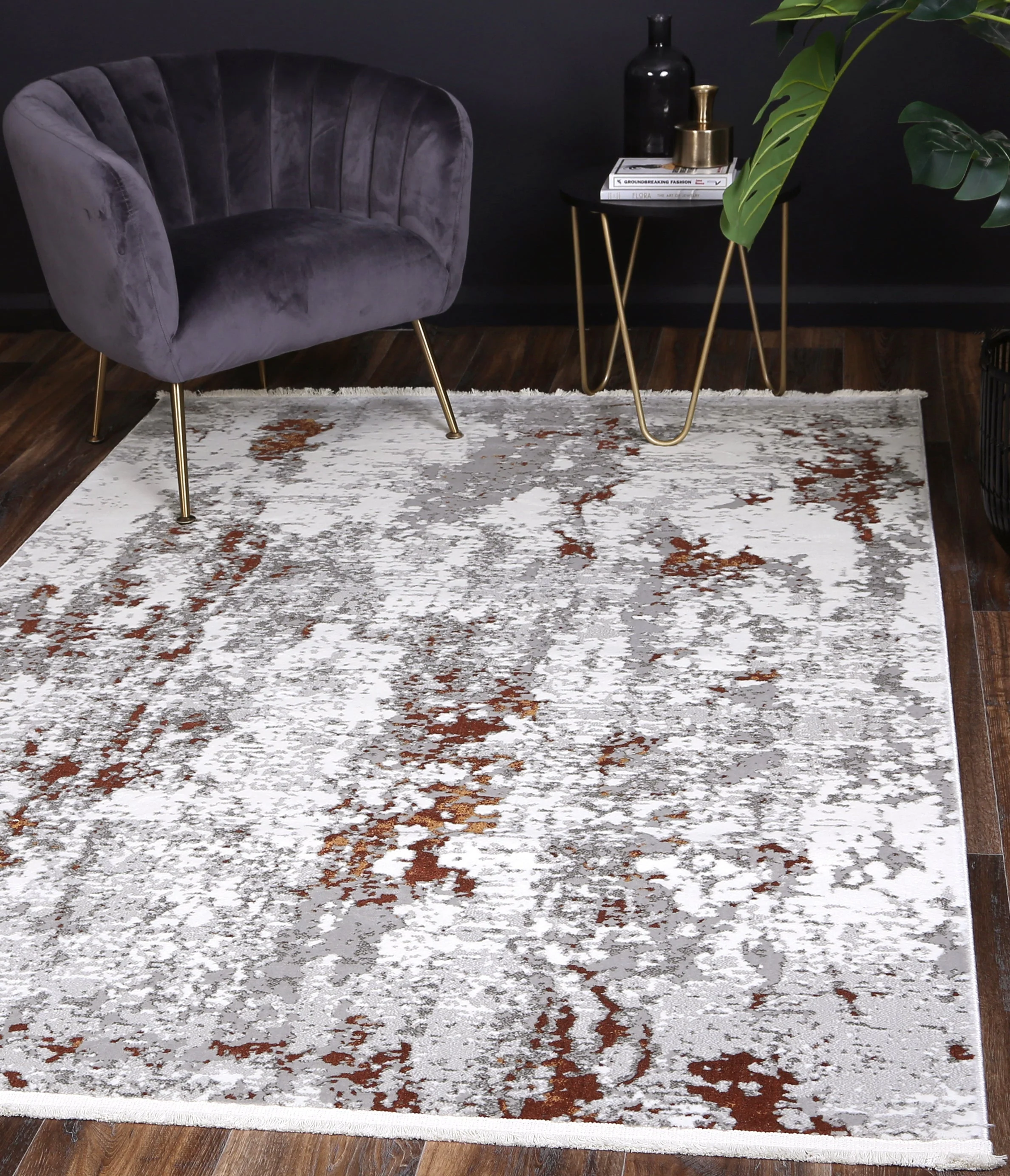 Bohemian Paradise One Modern Grey Terracotta Rug - Image 2