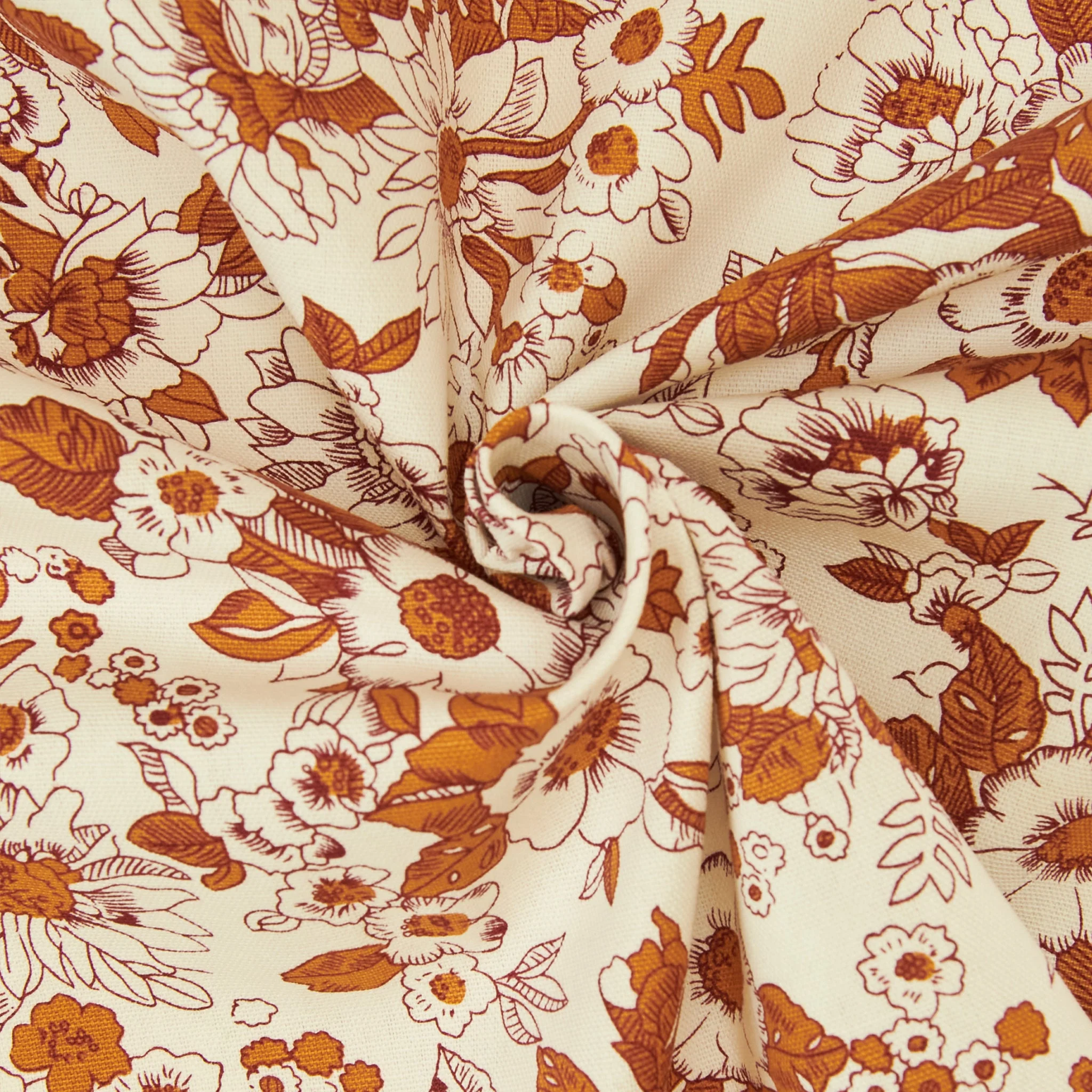 Cotton Duck Fabric, Floral Rust- Width 140cm - Image 4
