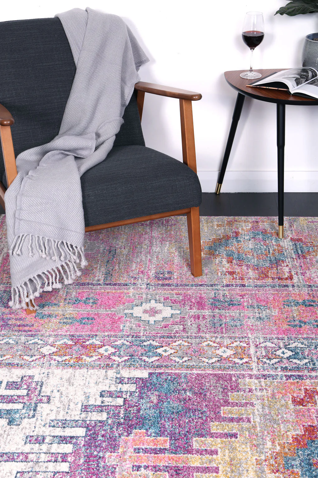 Delicate Ikat Multi Coloured Rug - Image 2