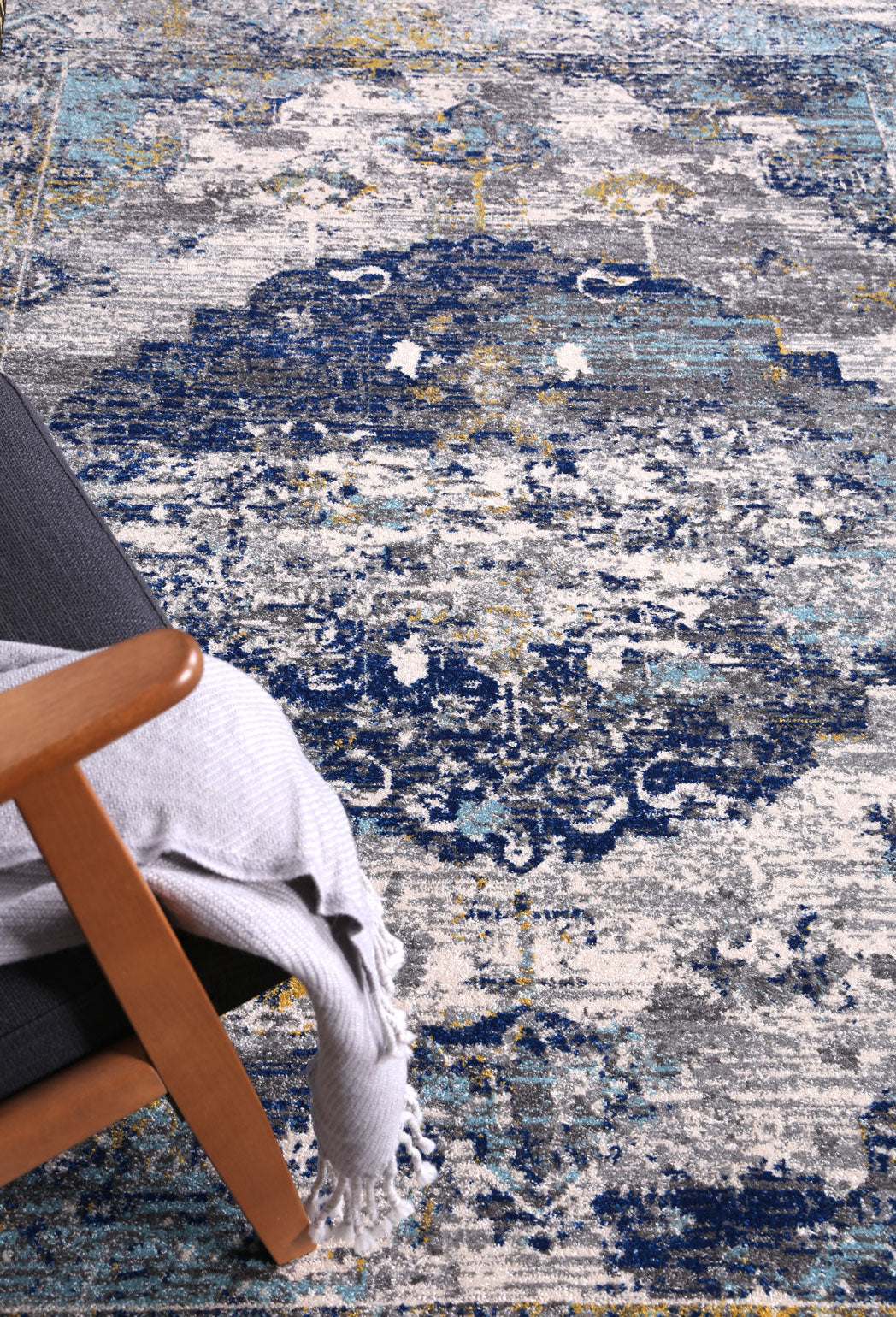 Exquisite Faded Blue and Yellow Rug - Image 4