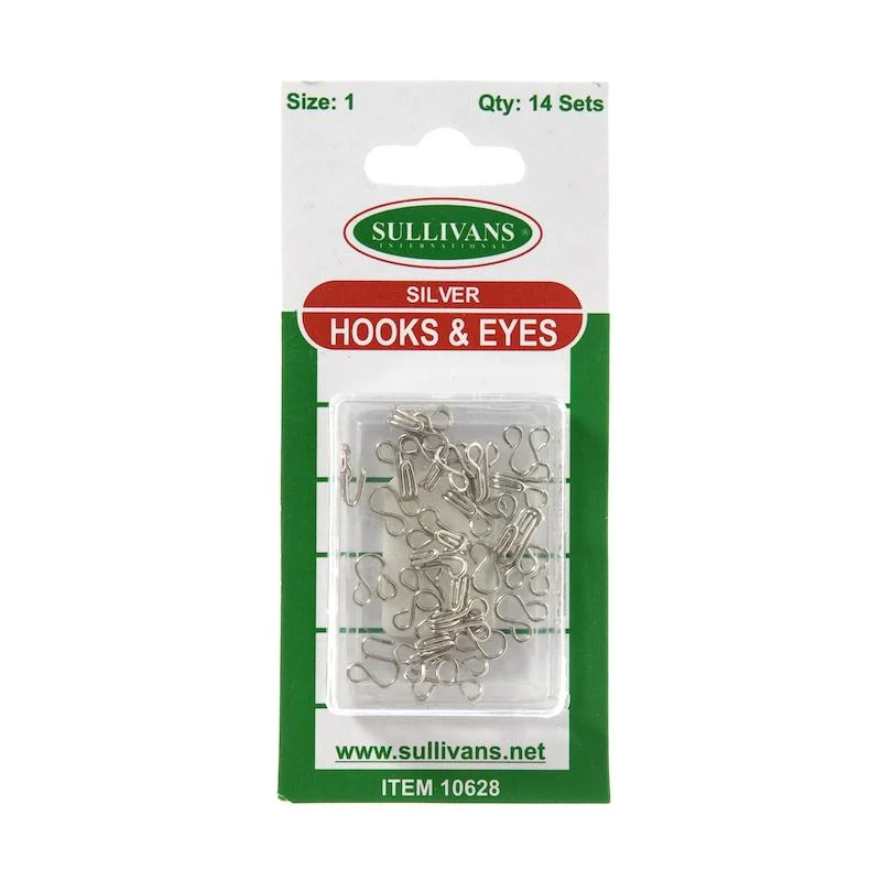 Sullivans Hooks & Eyes, Silver- 14 Sets - Image 2