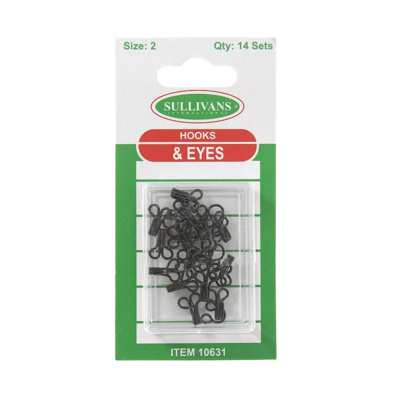 Sullivans Hooks & Eyes, Black- 14 Sets - Image 3