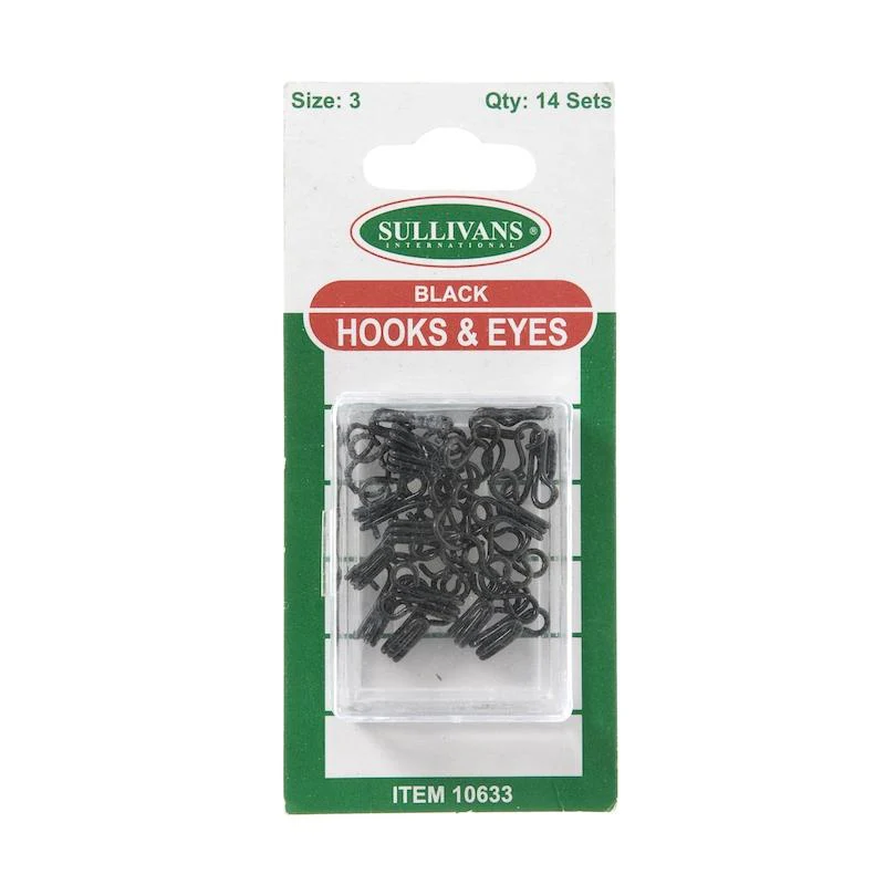 Sullivans Hooks & Eyes, Black- 14 Sets - Image 4