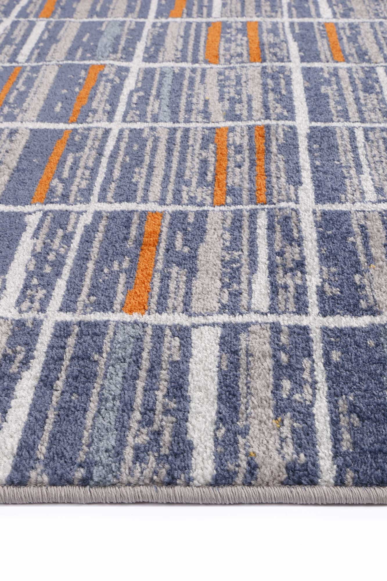 Inca Talca Blue & Orange Contemporary Rug - Image 2