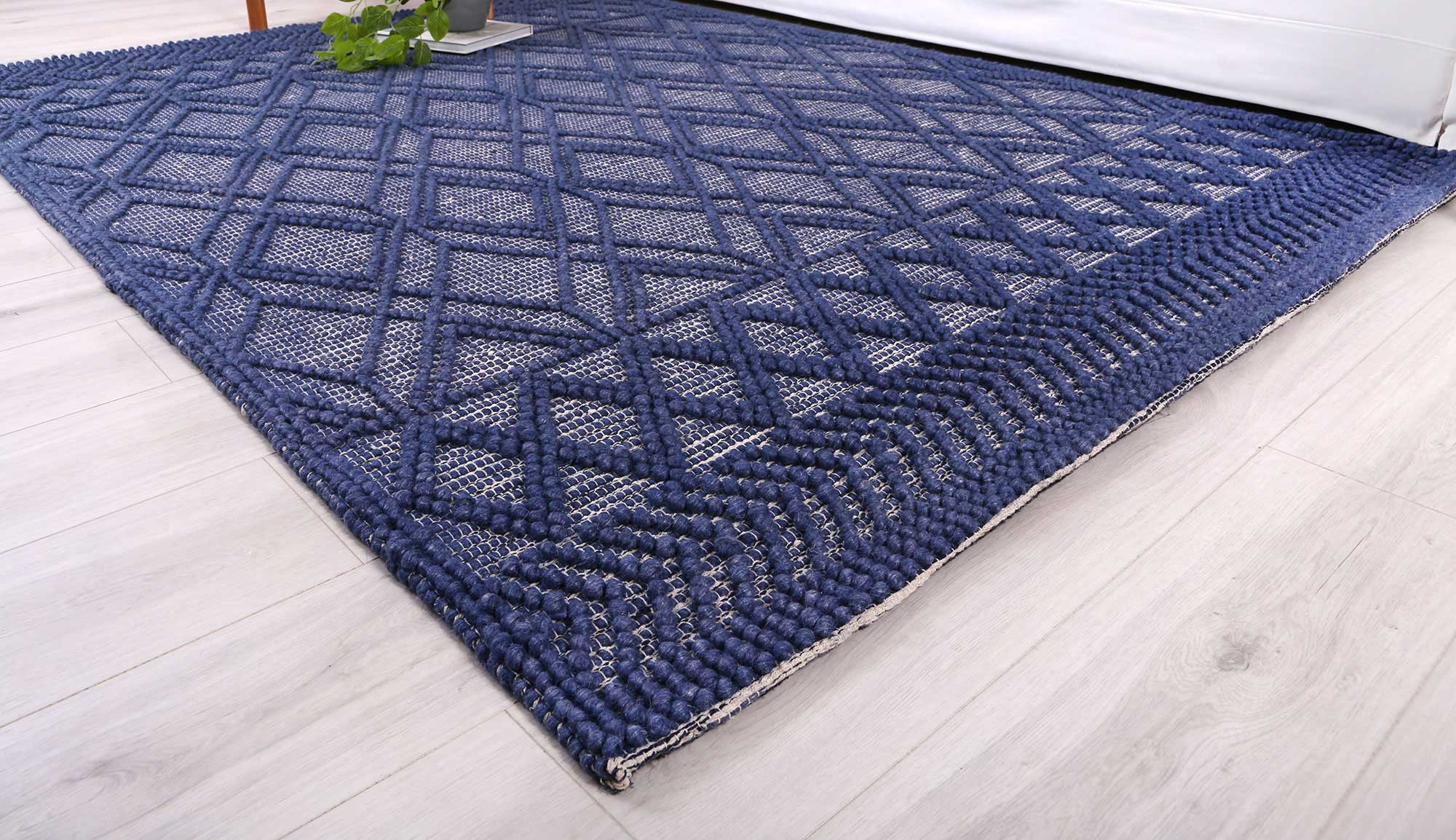 Himalaya Cobblestone Tribal Blue Wool Rug - Image 5