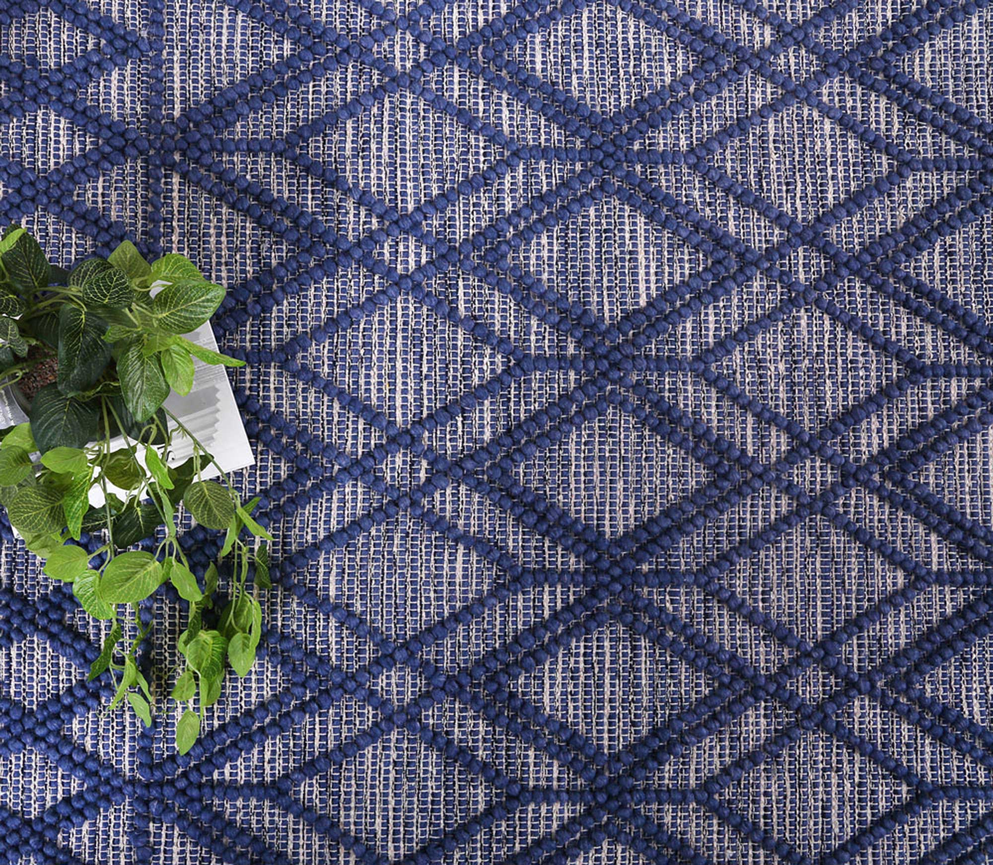 Himalaya Cobblestone Tribal Blue Wool Rug - Image 6