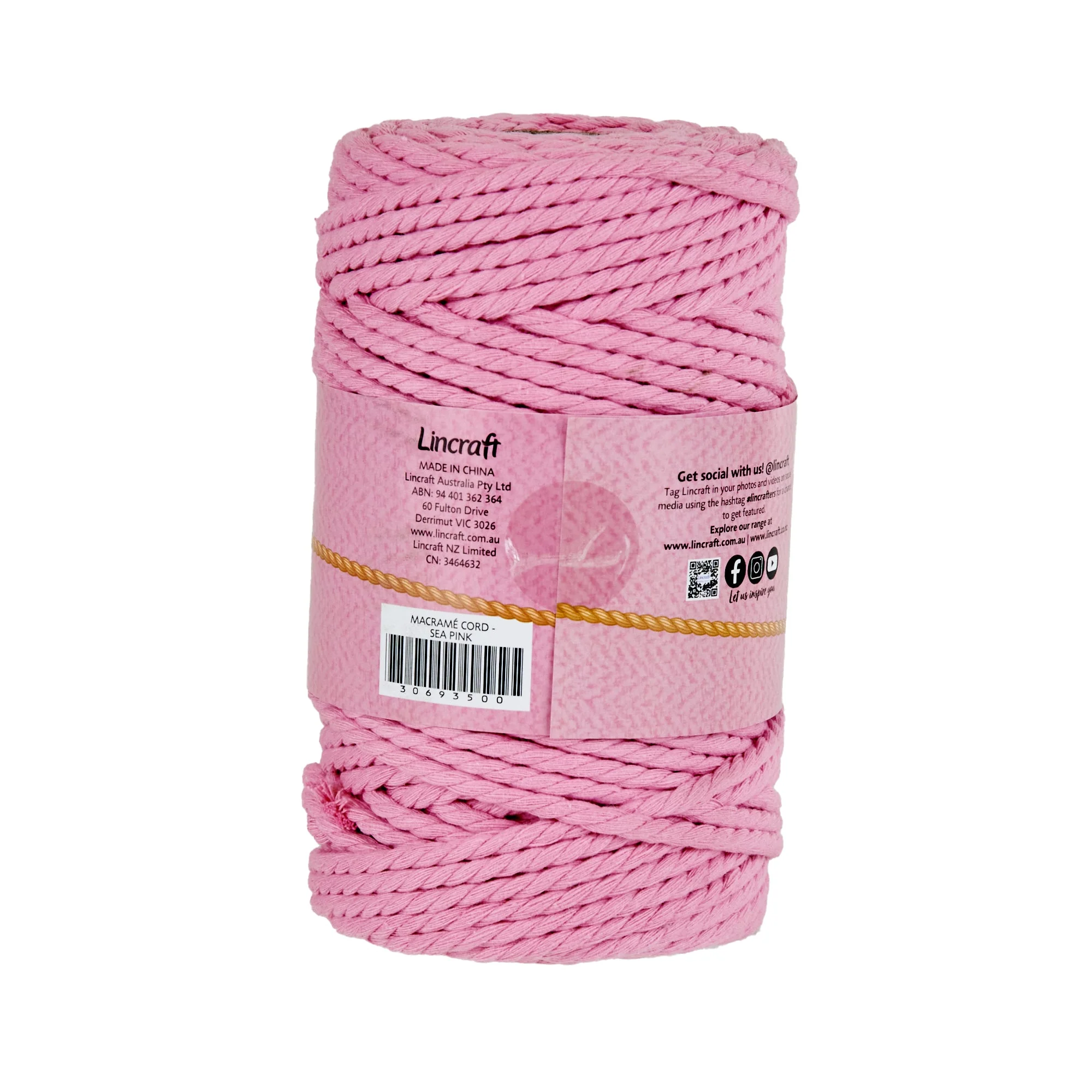 Makr Macrame Cord Roll, Sea Pink- 64m - Image 3