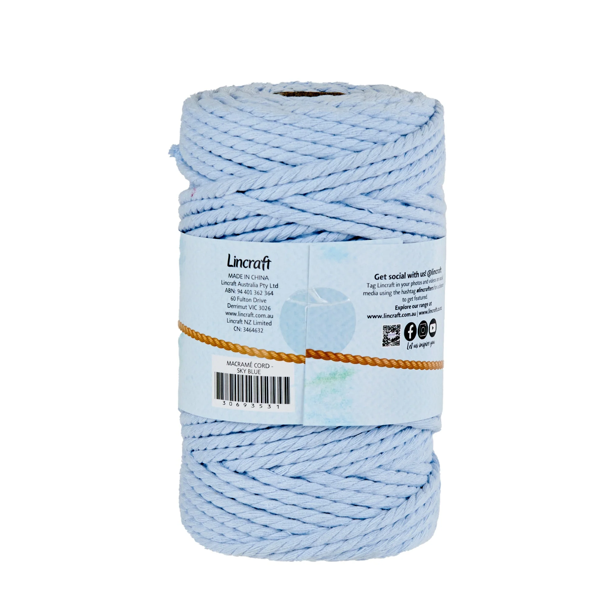 Makr Macrame Cord Roll, Sky Blue- 64m - Image 2