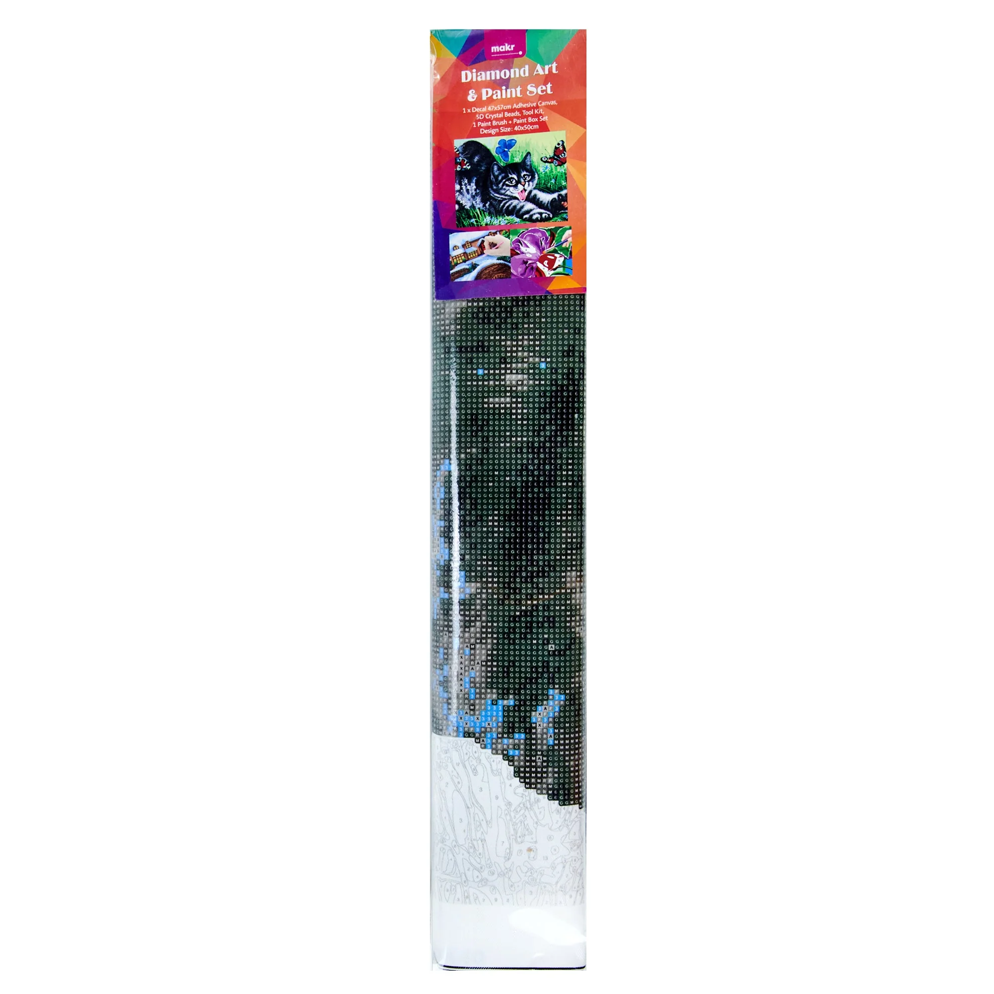 Makr Diamond Art & Paint Set, Black Cats and Butterflies- 47cmx57cm - Image 2