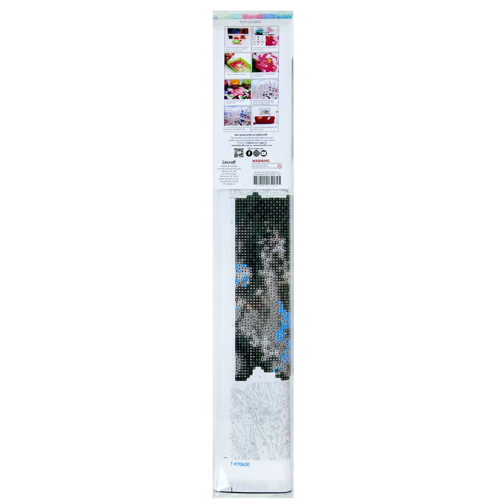 Makr Diamond Art & Paint Set, Black Cats and Butterflies- 47cmx57cm - Image 3