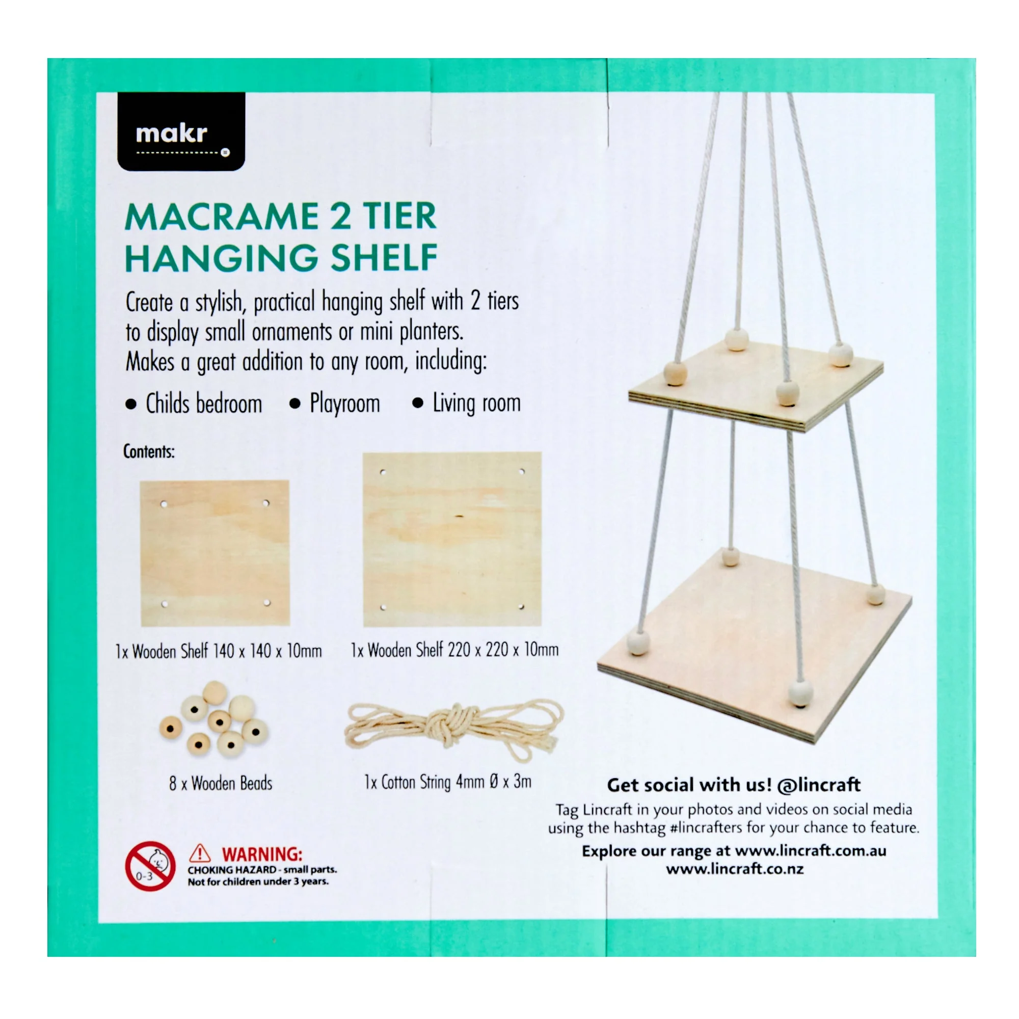 Makr Macrame 2 Level Square Hanging Shelves Kit - Image 2