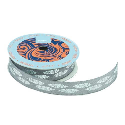 Makr Ribbon, Silver Foil Print Satin- 16mmx4.5m - Image 2