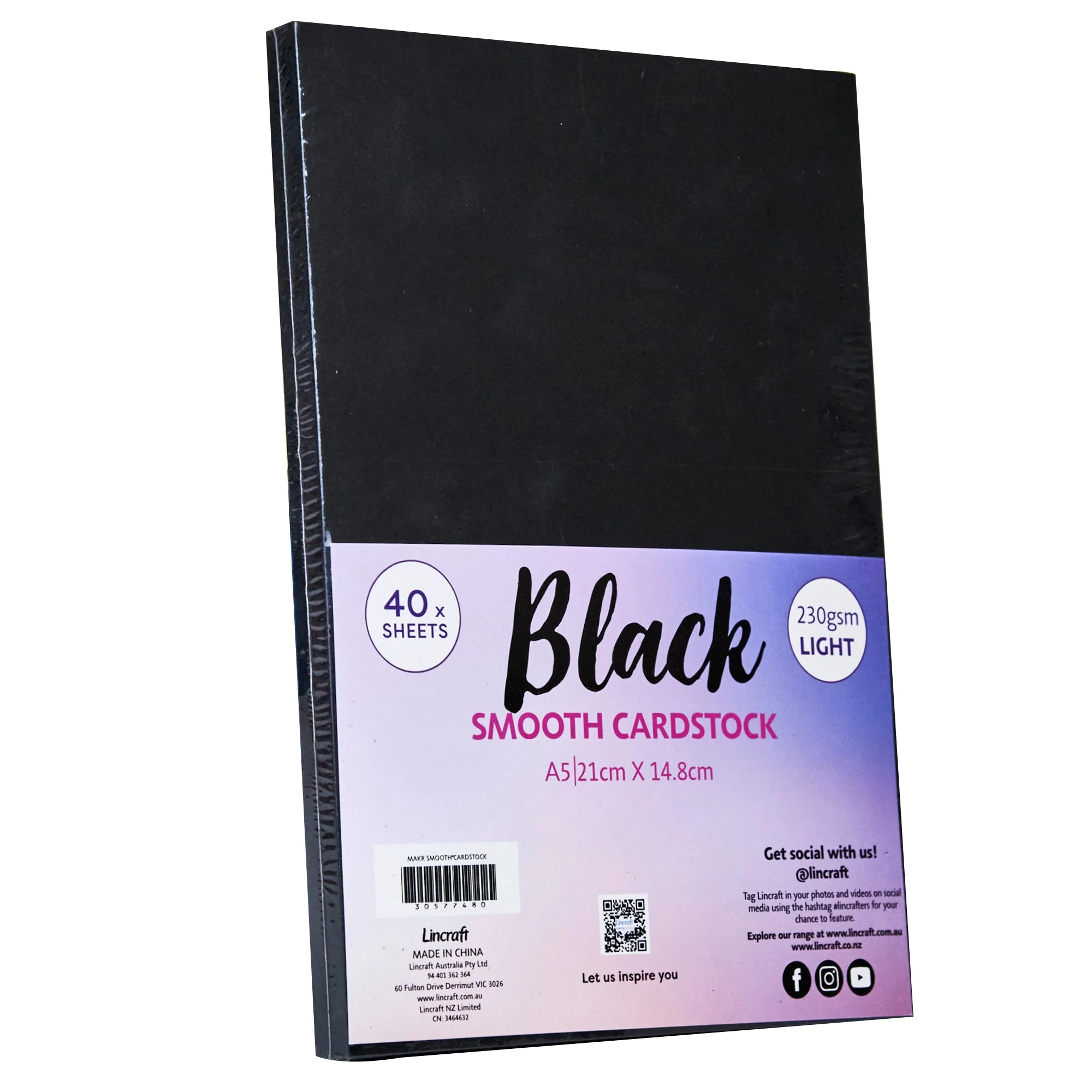 Makr Smooth Lightweight Cardstock, Black- A5 - Image 2
