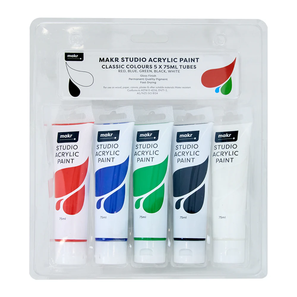 Makr Studio Acrylic Paint Tube Pack, Metallic Colours- 5x75ml - Image 3