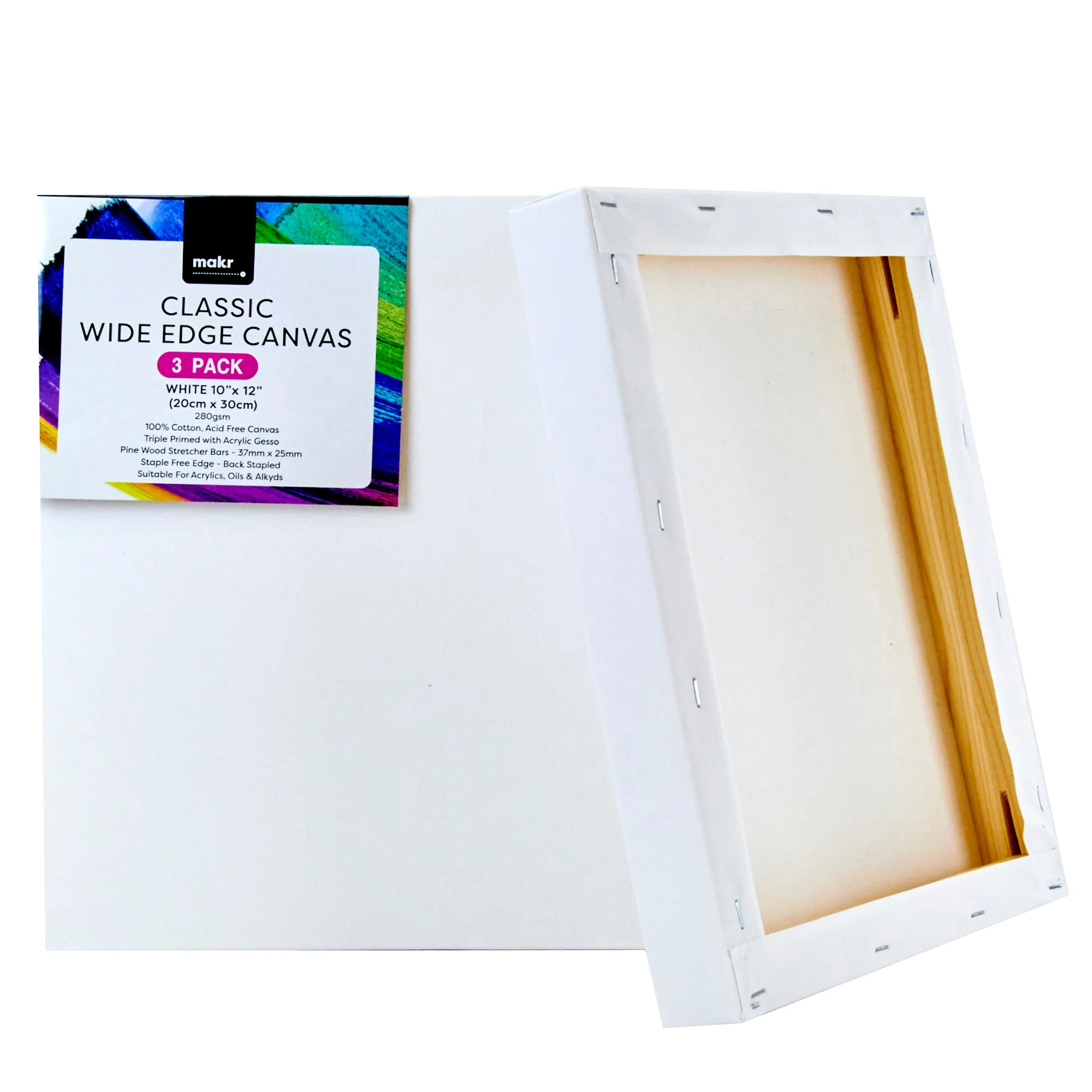 Makr Classic Wide Edge Value Pack Canvas, 3pk- 25cmx30cm - Image 3