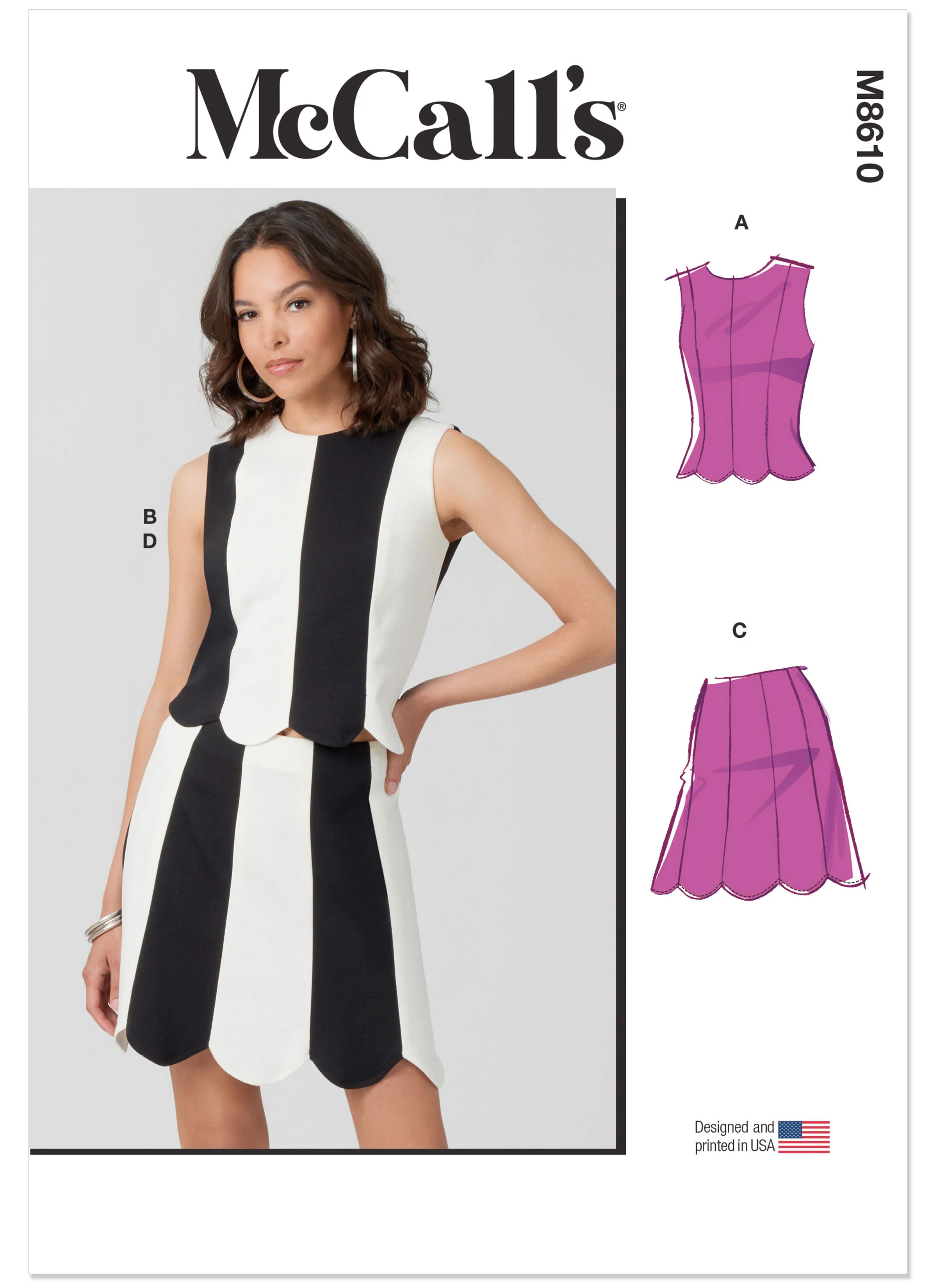 McCall's Pattern M8610 Misses' Fitted Knit Top and Skirt