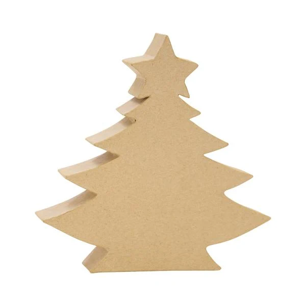 Christmas Paper Mache, Tree with Star- 20x3.5x20cm
