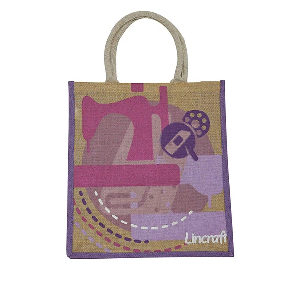 Lincraft Printed Jute Bag, 36x39x13cm - Image 2