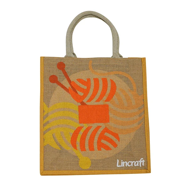 Lincraft Printed Jute Bag, 36x39x13cm - Image 4