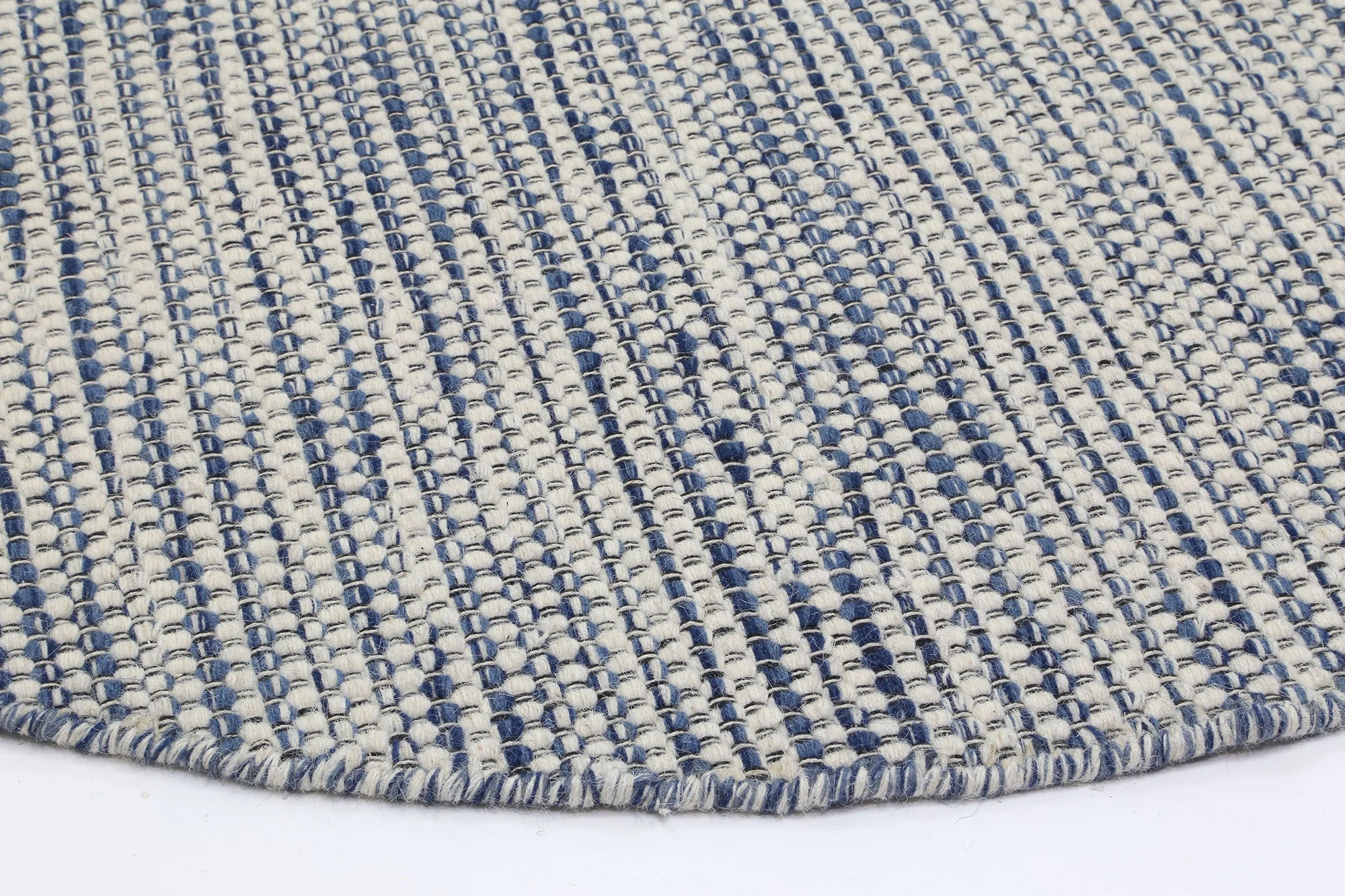 Skandi Lagertha Blue Round Wool Rug - Image 4