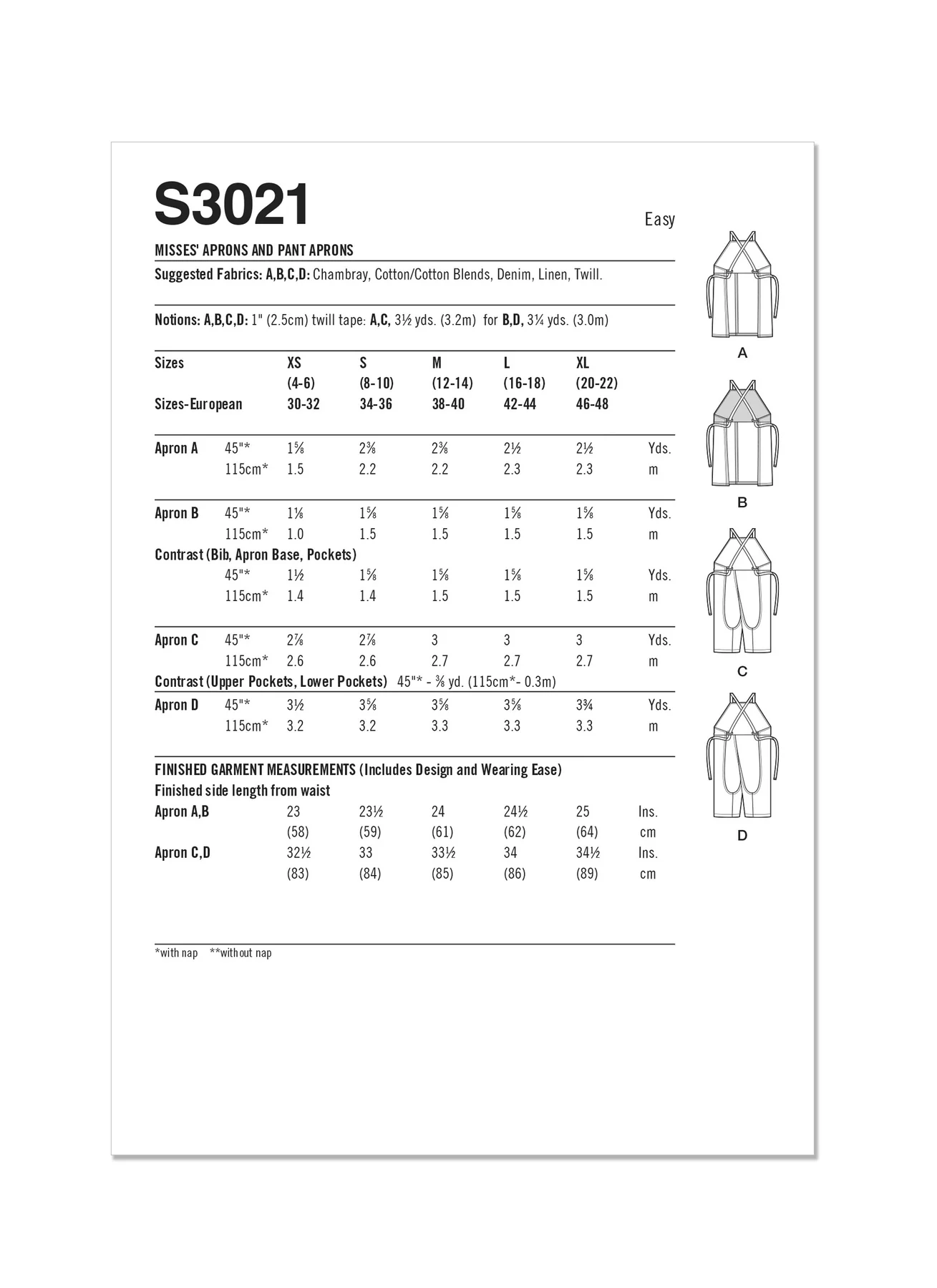 Simplicity Sewing Pattern 3021 Misses' Aprons and Pant Aprons - Image 10