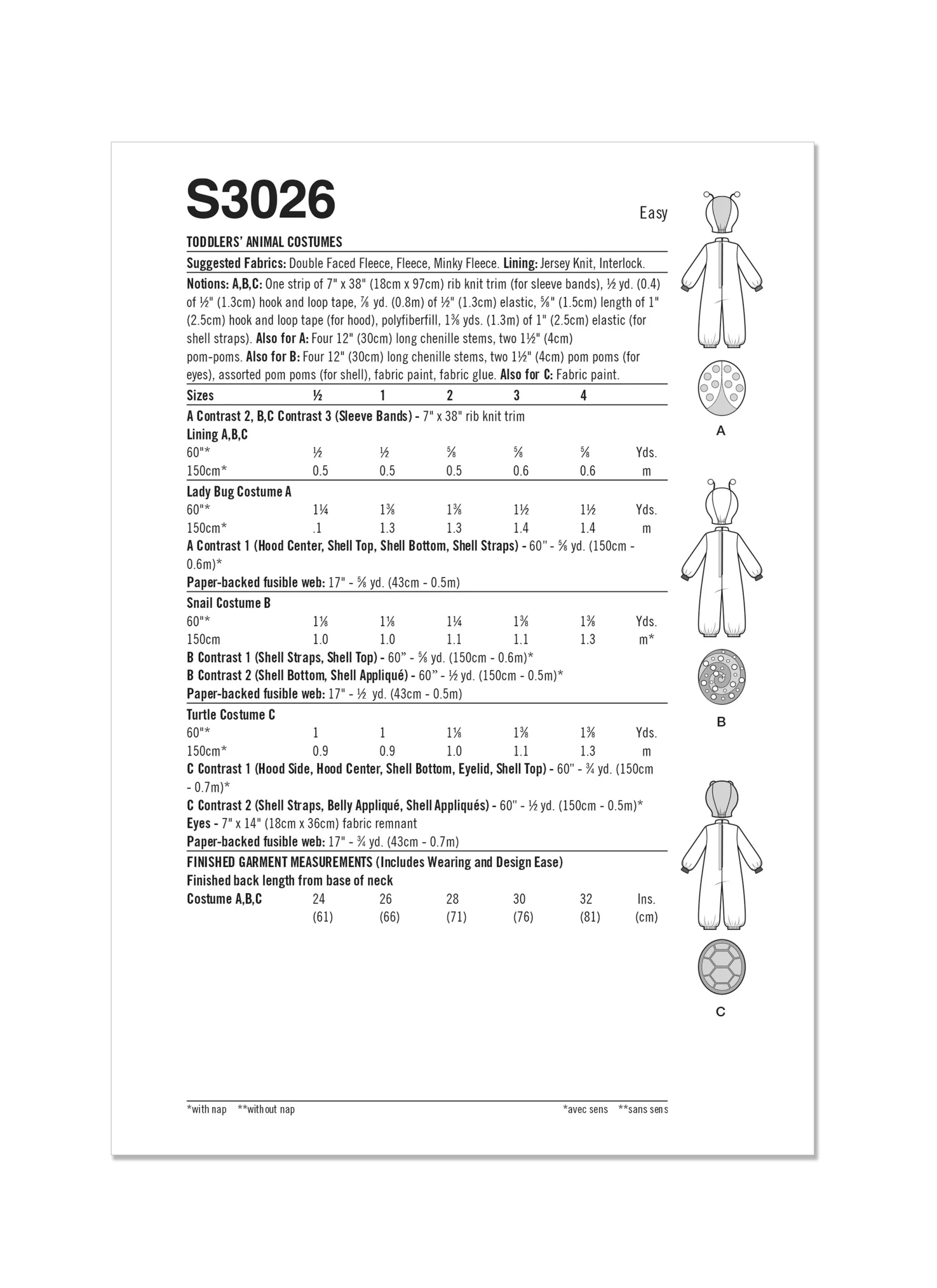 Simplicity Sewing Pattern S3026 Toddlers’ Animal Costumes - Image 5