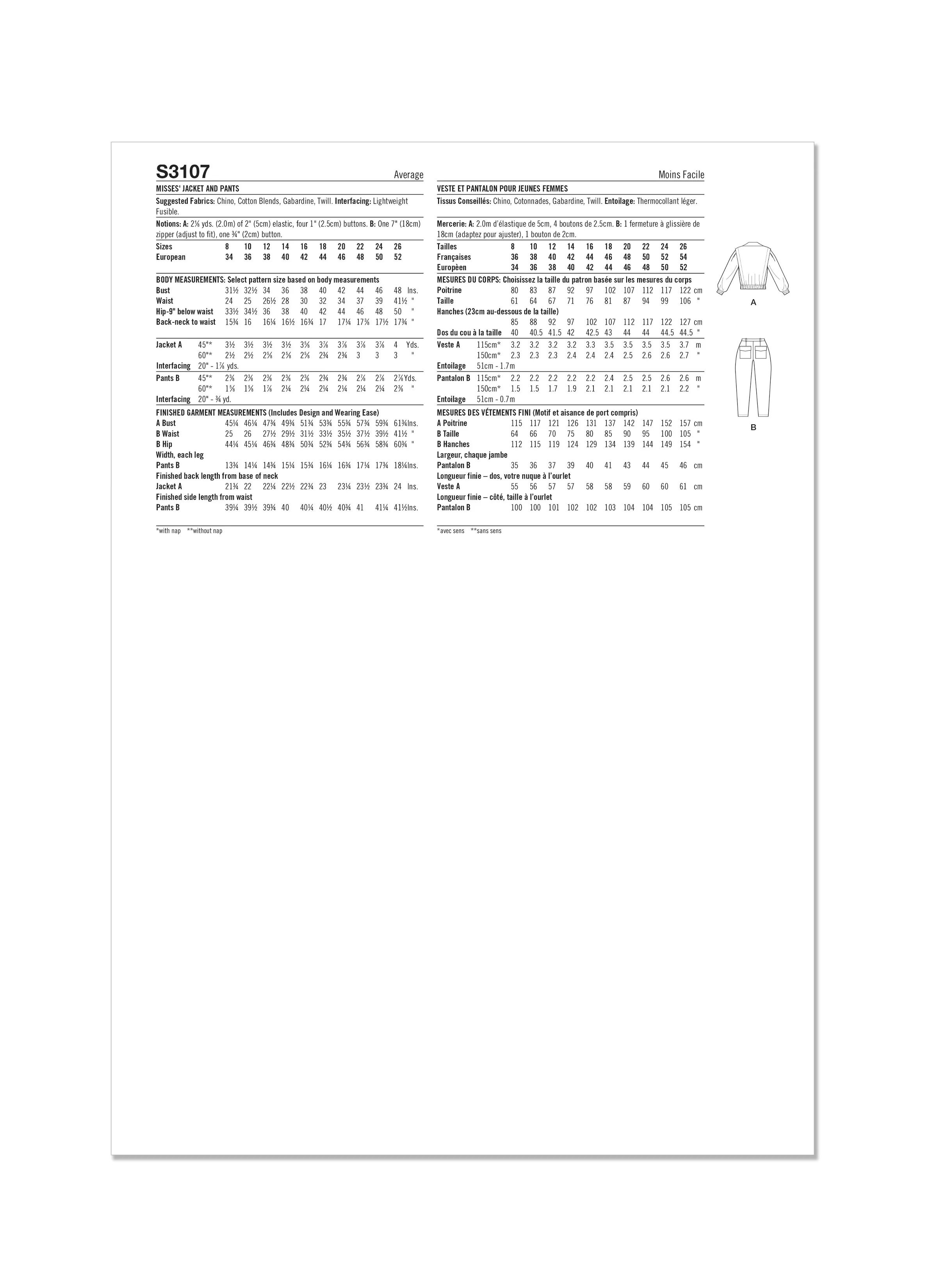 Simplicity Pattern S3107 Misses' Jacket and Pants - Image 8