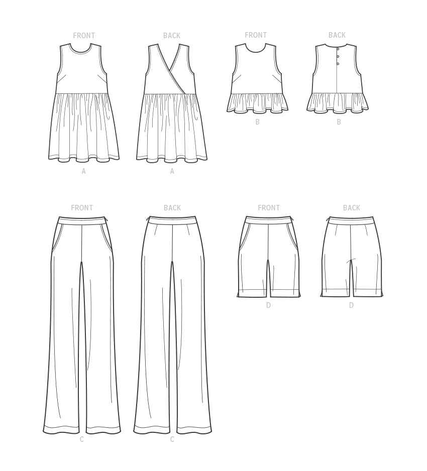 Simplicity Pattern SS9611 Misses' Tunic, Cropped Top, Pants and Shorts - Image 2