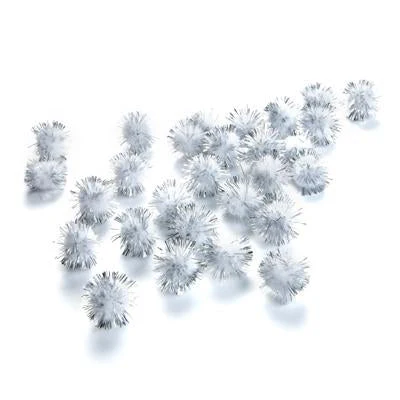 Sullivans Pom Poms, Glitter Silver - Image 3