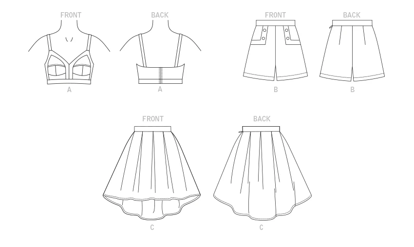 Vogue Pattern V1893 Misses' Top, Shorts and Skirt - Image 2