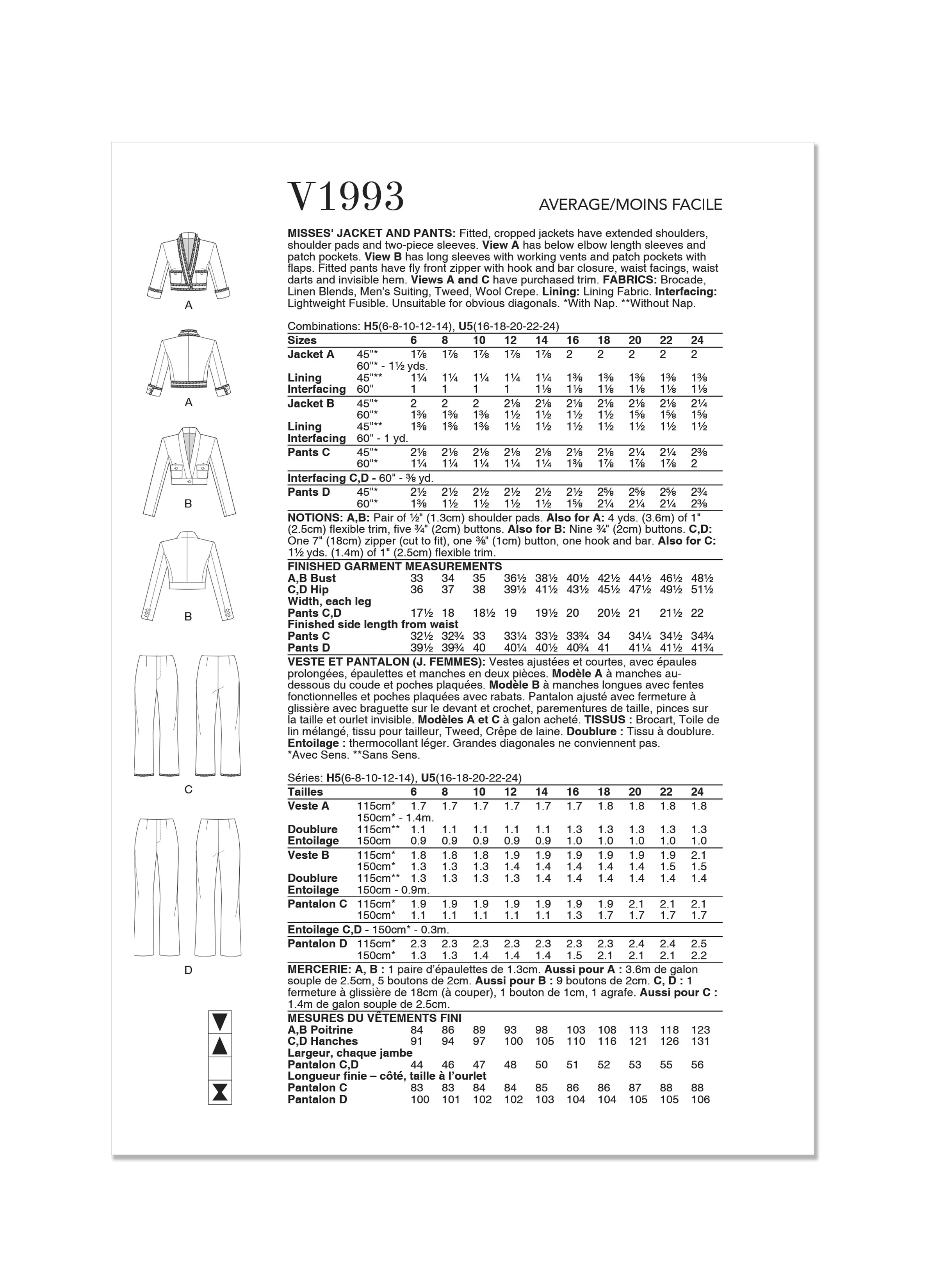 Voguepattern V1993 Misses' Jacket and Pants - Image 2