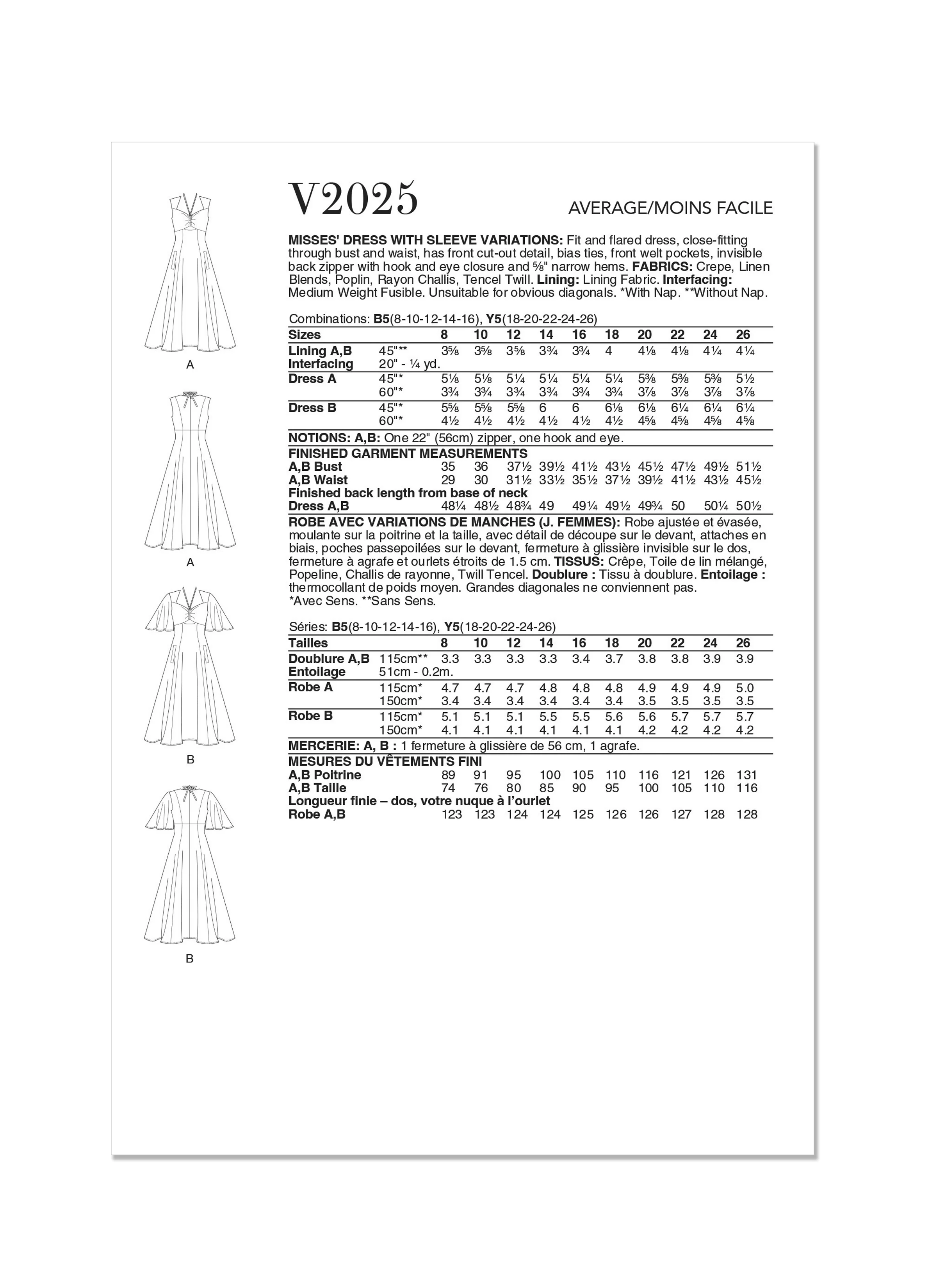 Vogue Pattern V2025 Misses' Dress - Image 2