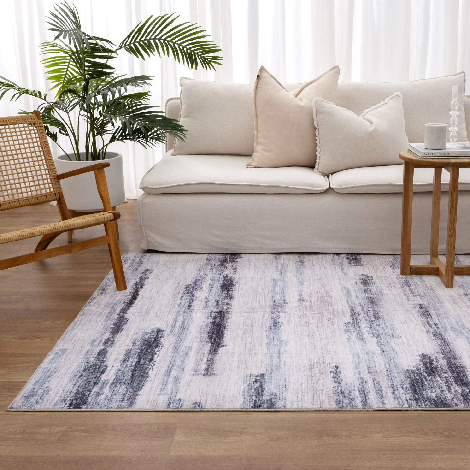 Washwell Blue Multi Abstract Machine Washable Rug - WASH006 - Image 5